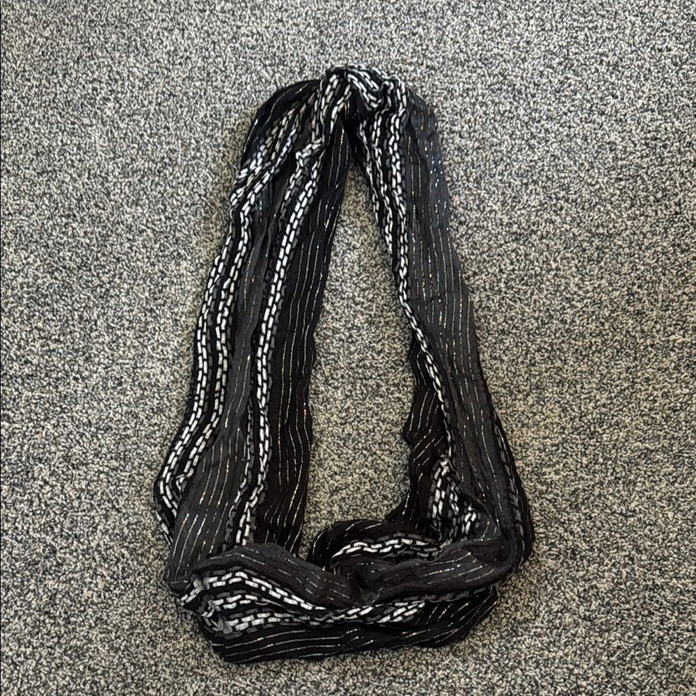 Christopher & Banks Black and White Striped Scarf